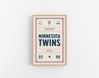 Minnesota Twins Ticket Print | Wall Art | Vintage Poster | Twins Baseball