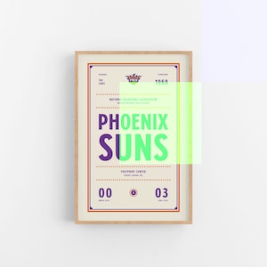 Phoenix Suns Ticket Print | Wall Art | Vintage Poster | Suns Basketball