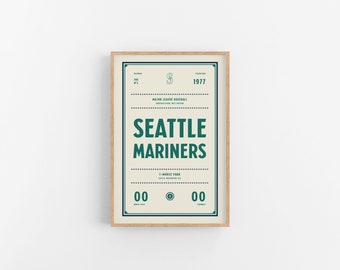 Seattle Mariners Ticket Print | Wall Art | Vintage Poster | Mariners Baseball