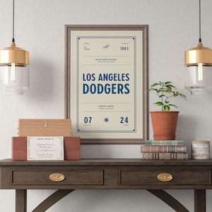 Los Angeles Dodgers Ticket Print Wall Art Vintage Poster Dodgers Baseball image 2