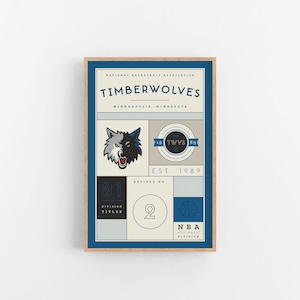 Minnesota Timberwolves Stats Print | Wall Art | Vintage Poster | Timberwolves Basketball