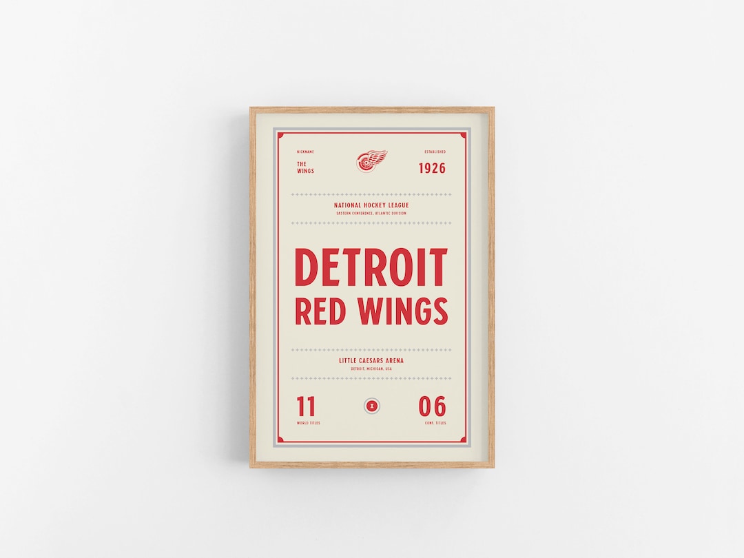 Detroit Red Wings Ticket Print Wall Art Vintage Poster Red Wings Hockey Etsy