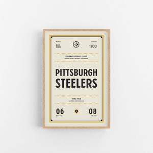 Pittsburgh Steelers Ticket Print | Wall Art | Vintage Poster | Steelers Football