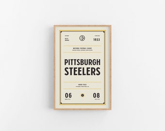 Pittsburgh Steelers Ticket Print | Wall Art | Vintage Poster | Steelers Football