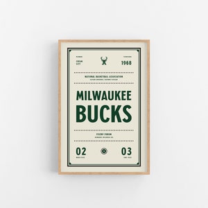 Milwaukee Bucks Ticket Print | Wall Art | Vintage Poster | Bucks Basketball