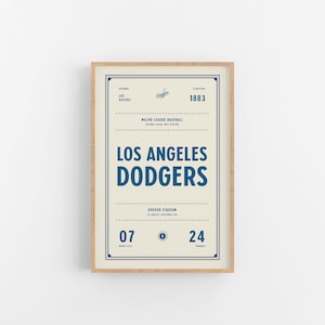 Los Angeles Dodgers Ticket Print Wall Art Vintage Poster Dodgers Baseball image 1