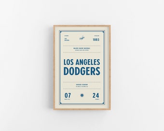 Los Angeles Dodgers Ticket Print | Wall Art | Vintage Poster | Dodgers Baseball