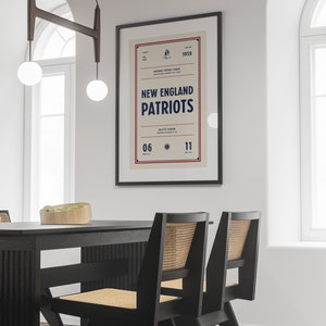 New England Patriots Ticket Print Wall Art Vintage Poster Patriots Football image 3