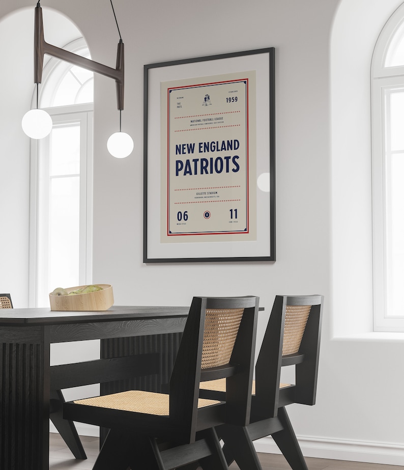 New England Patriots Ticket Print Wall Art Vintage Poster Patriots Football image 3