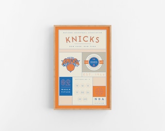 New York Knicks Stats Print | Wall Art | Vintage Poster | Knicks Basketball