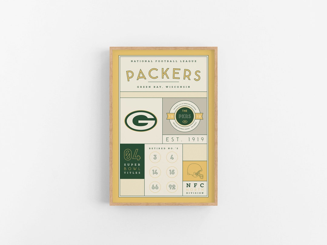 Green Bay Packers Stats Print Wall Art Vintage Poster Packers Football
