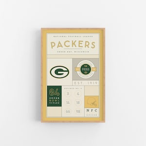 Green Bay Packers Stats Print | Wall Art | Vintage Poster | Packers Football
