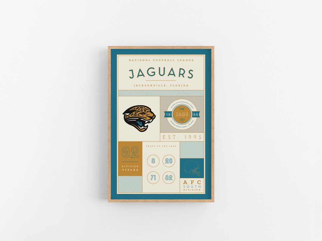 Jacksonville Jaguars Stats Print Wall Art Vintage Poster Jaguars