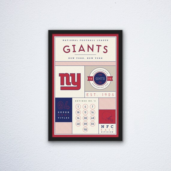 New York Giants Stats Print Etsy