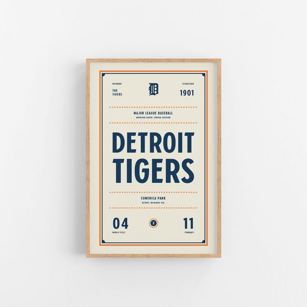 Detroit Tigers Ticket Print | Wall Art | Vintage Poster | Tigers Baseball