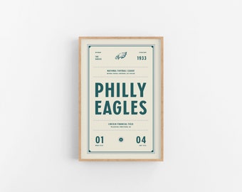Philadelphia Eagles Ticket Print | Wall Art | Vintage Poster | Eagles Football