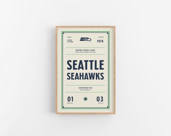 Seattle Seahawks Ticket Print | Wall Art | Vintage Poster | Seahawks Football