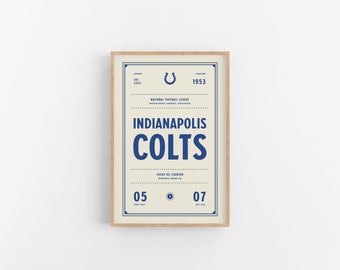 Indianapolis Colts Ticket Print | Wall Art | Vintage Poster | Colts Football