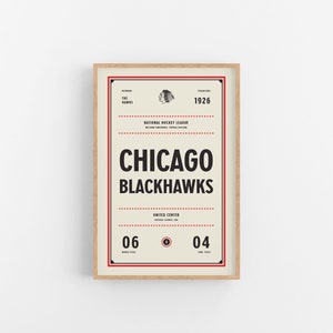 Chicago Blackhawks Ticket Print | Wall Art | Vintage Poster | Blackhawks Hockey