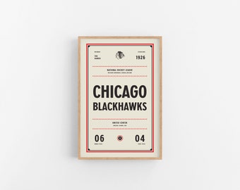 Chicago Blackhawks Ticket Print | Wall Art | Vintage Poster | Blackhawks Hockey