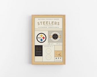 Pittsburgh Steelers Stats Print | Wall Art | Vintage Poster | Steelers Football