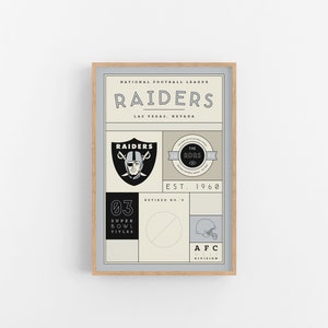 Las Vegas Raiders Stats Print | Wall Art | Vintage Poster | Raiders Football