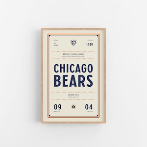 Ticketafdruk Chicago Bears | Muurkunst | Vintage poster | Berenvoetbal