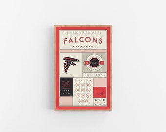 Atlanta Falcons Stats Print | Wall Art | Vintage Poster | Falcons Football