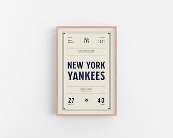 New York Yankees Ticket Print | Wall Art | Vintage Poster | Yankees Baseball