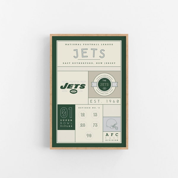 New York Jets Stats Print | Wall Art | Vintage Poster | Jets Football