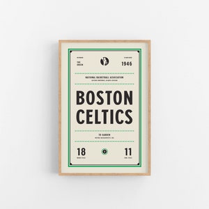 Boston Celtics Ticket Print | Wall Art | Vintage Poster | Celtics Basketball