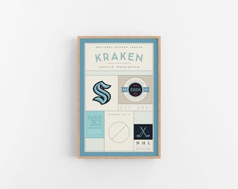 Seattle Kraken Stats Print | Wall Art | Vintage Poster | Kraken Hockey