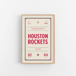 Houston Rockets Ticket Print | Wall Art | Vintage Poster | Rockets Basketball