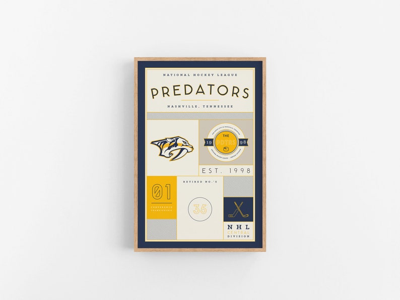 Nashville Predators Stats Print Wall Art Vintage Poster Predators Hockey image 1