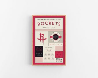 Houston Rockets Stats Print | Wall Art | Vintage Poster | Rockets Basketball