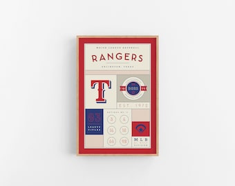 Texas Rangers Stats Print | Wandkunst | Vintage Poster | Waldläufer Baseball