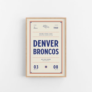 Denver Broncos Ticket Druck | Wandkunst | Vintage Poster | Broncos Fussball