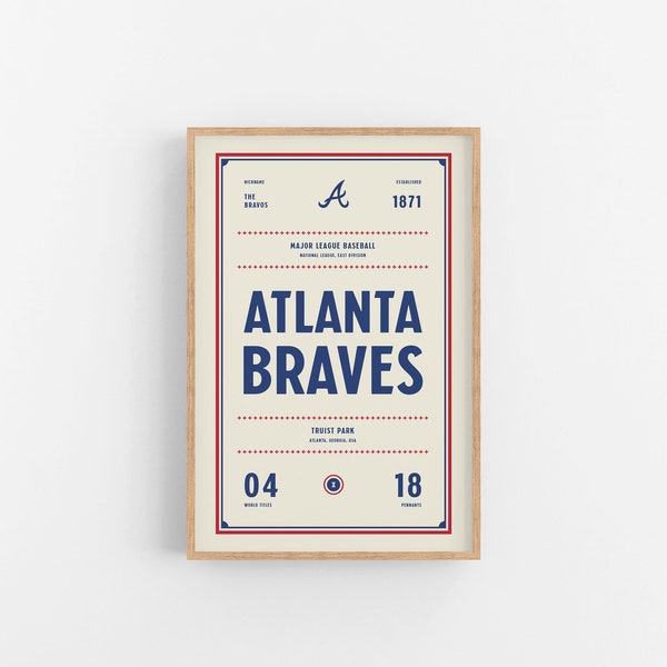 Atlanta Braves Ticket Print | Wall Art | Vintage Poster | Braves Baseball