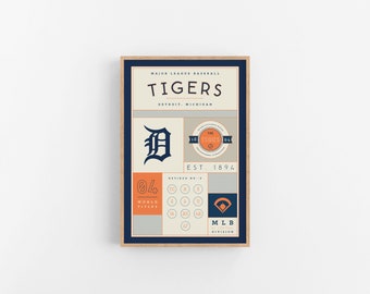 Detroit Tigers Stats Print | Wall Art | Vintage Poster | Tigers Baseball