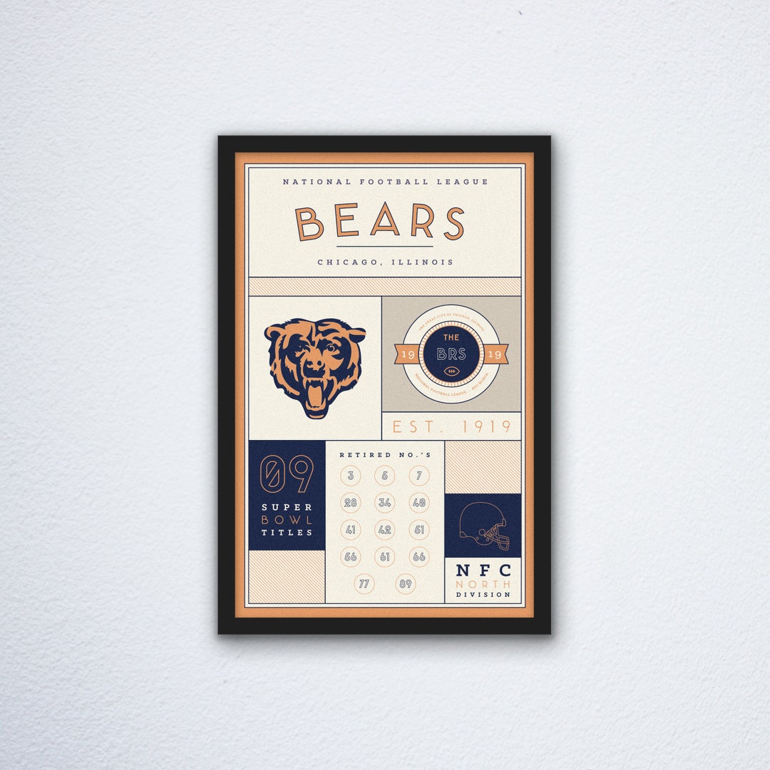 Chicago Bears Stats Print Etsy