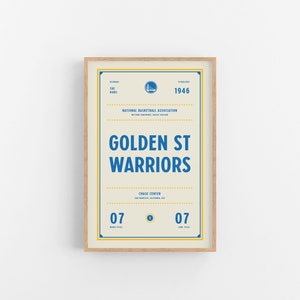 Impresión de entradas de los Golden State Warriors / Arte mural / Póster vintage / Baloncesto de los Warriors