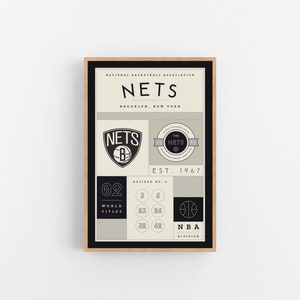 Brooklyn Nets Stats Print | Wall Art | Vintage Poster | Nets Basketball