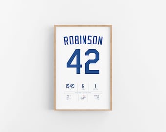 Jackie Robinson Stats Print | Wall Art | Vintage Poster | Dodgers Baseball