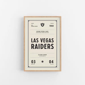 Las Vegas Raiders Ticket Print | Wall Art | Vintage Poster | Raiders Football