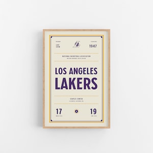 Los Angeles Lakers Ticket Print | Wall Art | Vintage Poster | Lakers Basketball