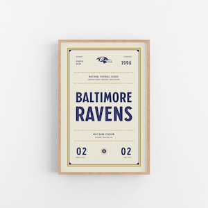 Baltimore Ravens Ticket Print | Wall Art | Vintage Poster | Ravens Football
