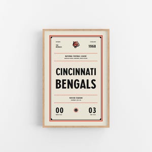 Cincinnati Bengals Ticket Print | Wall Art | Vintage Poster | Bengals Football