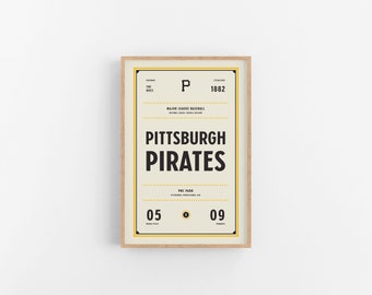 Pittsburgh Pirates Ticket Print | Wall Art | Vintage Poster | Pirates Baseball