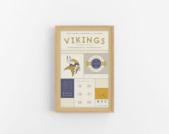 Minnesota Vikings Stats Print | Wall Art | Vintage Poster | Vikings Football