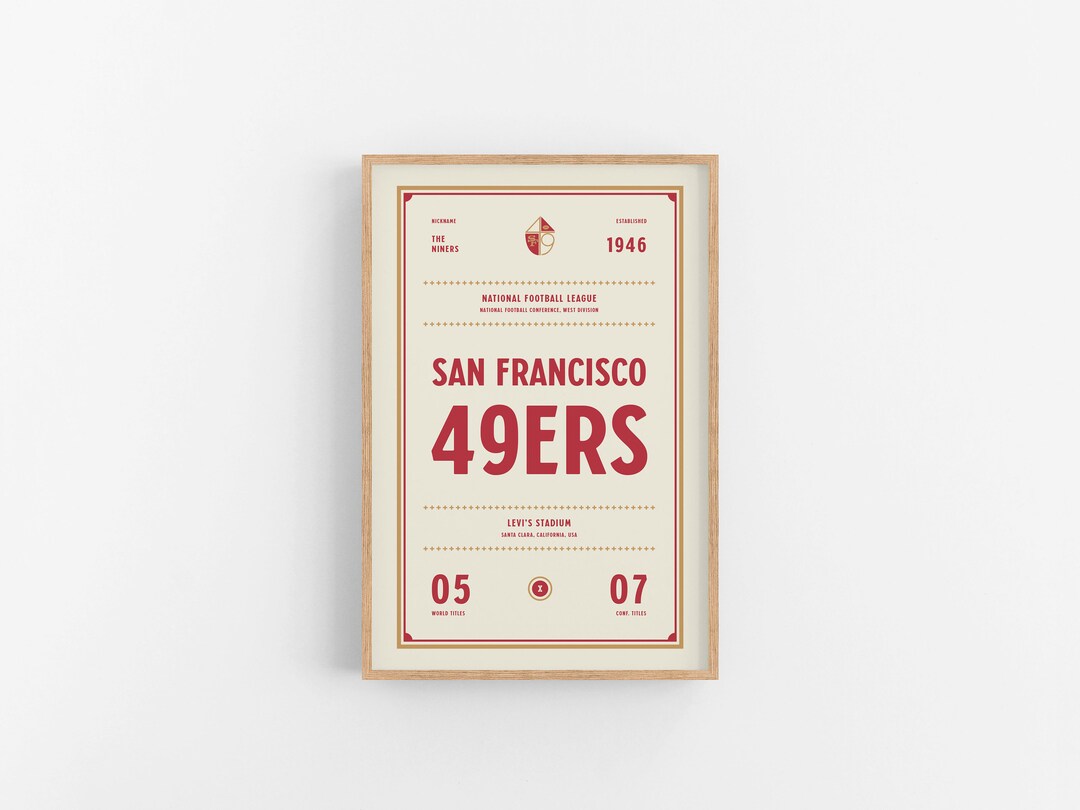 San Francisco 49ers Ticket Print Wall Art Vintage Poster 49ers Football ...